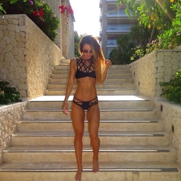 Caged Black  Bathing Suit - Picture 5 of 9